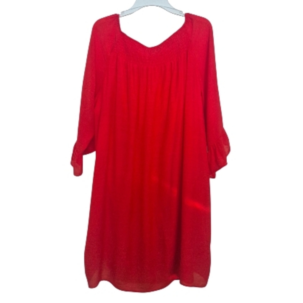 Sharagano Red Women’s Peasant Dress, Size 1X - Picture 2 of 3
